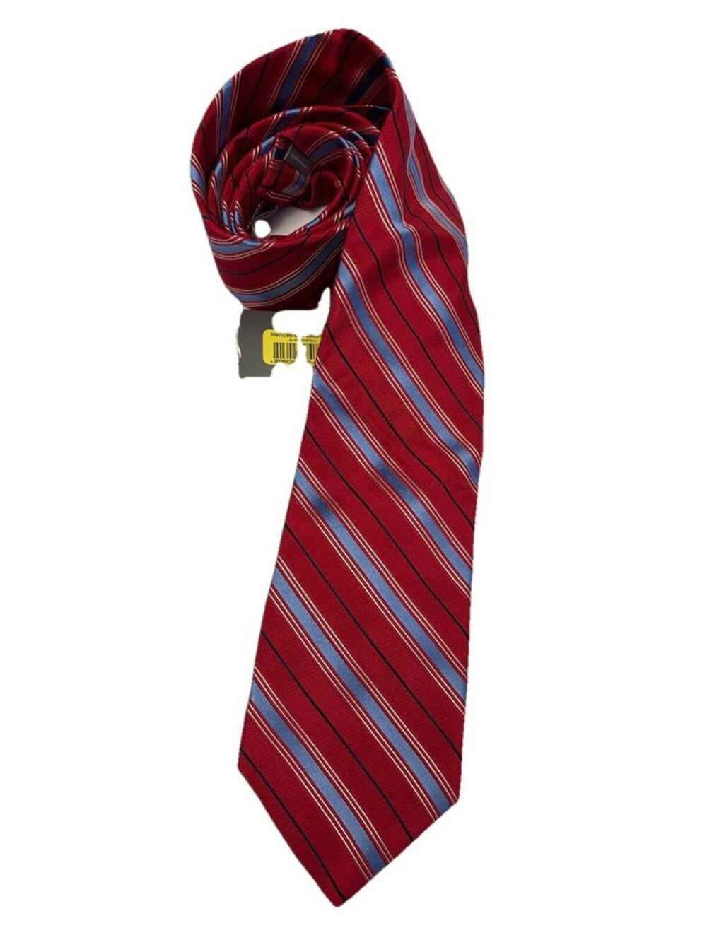 NWT Men’s Daniel Cremieux Red/Blue/White Stripe Tie 100% Silk Made In U.S.A.